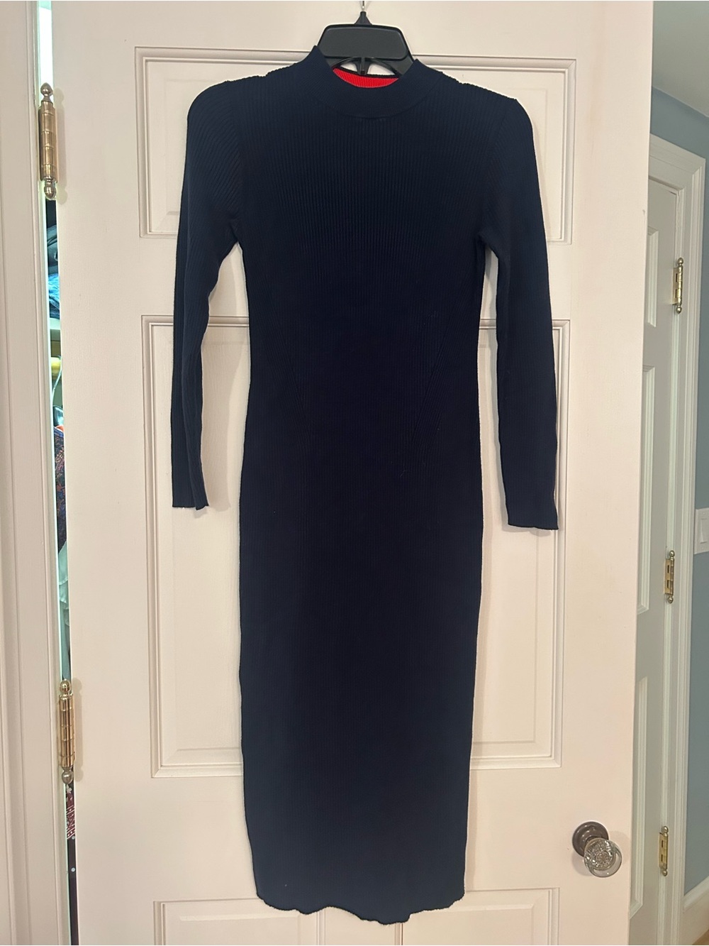 J. Crew Navy Ribbed Knit Midi Dress